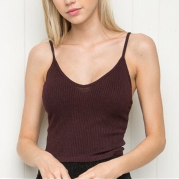 Brandy Melville Tops Brandy Melville Maroon Burgundy Ribbed Joanne